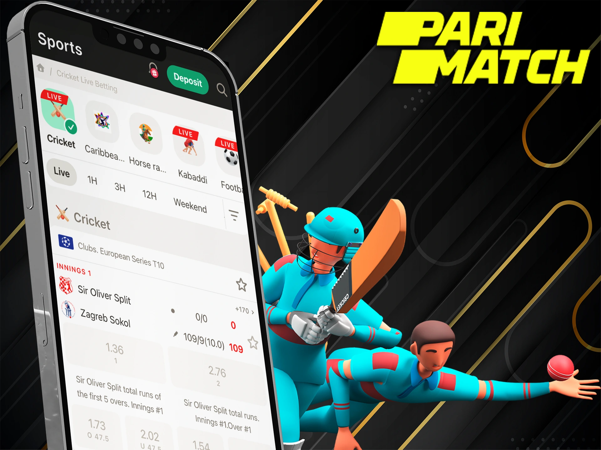 Predict on cricket on the PM Bet app.