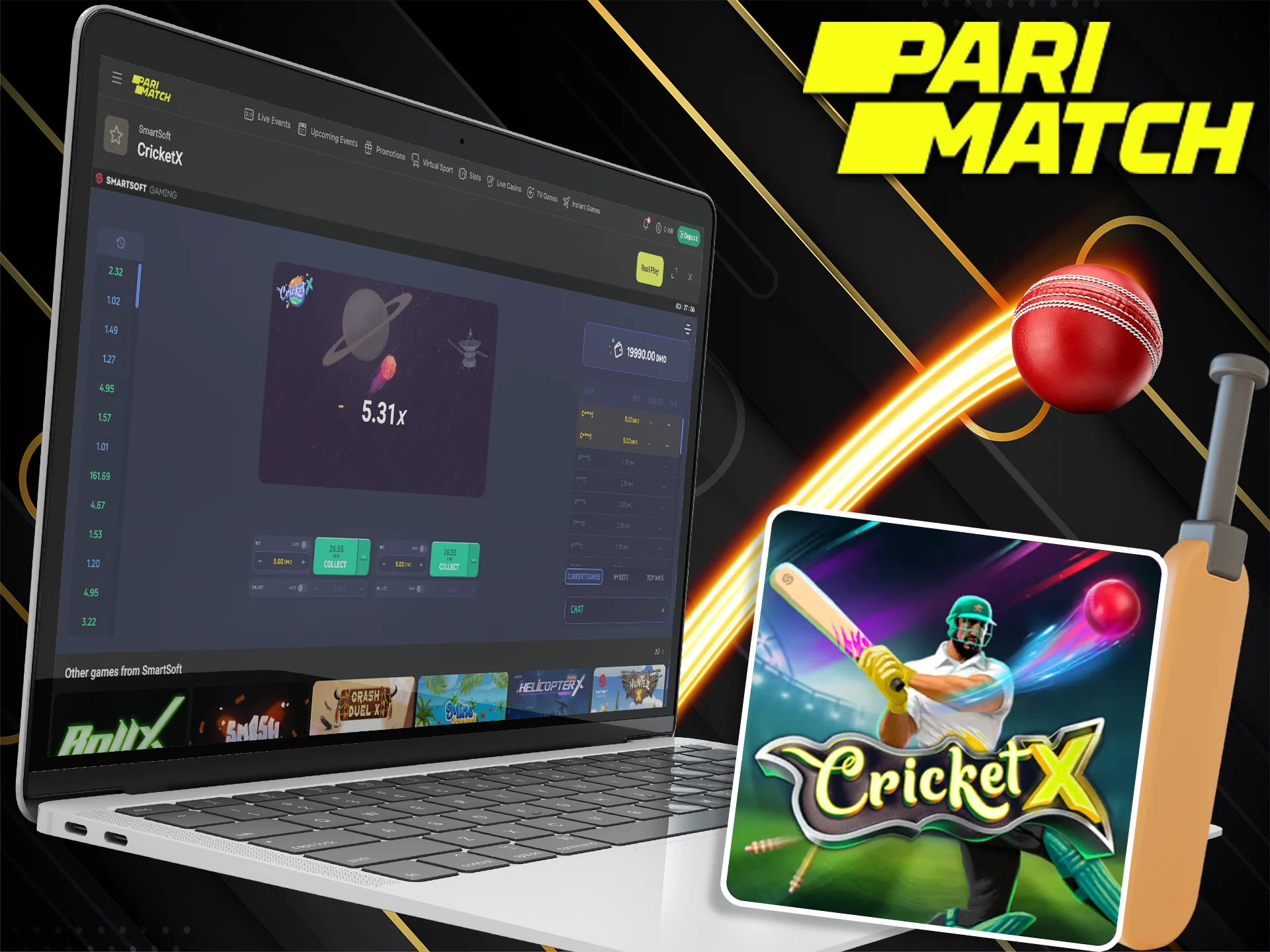 Multiply your bet in the CricketX game at PM Bet.