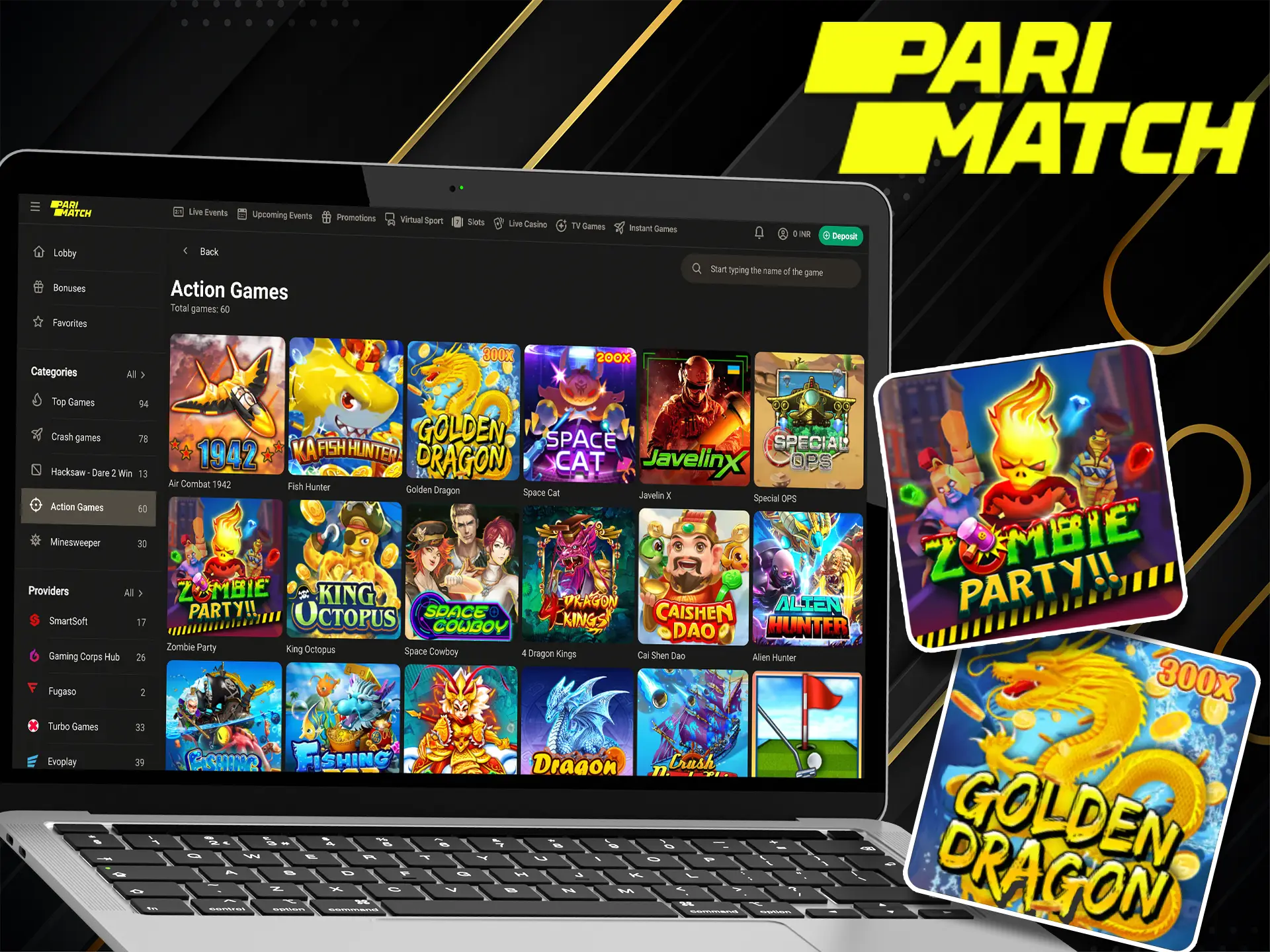 Find the action game for you in PM Bet large catalog.