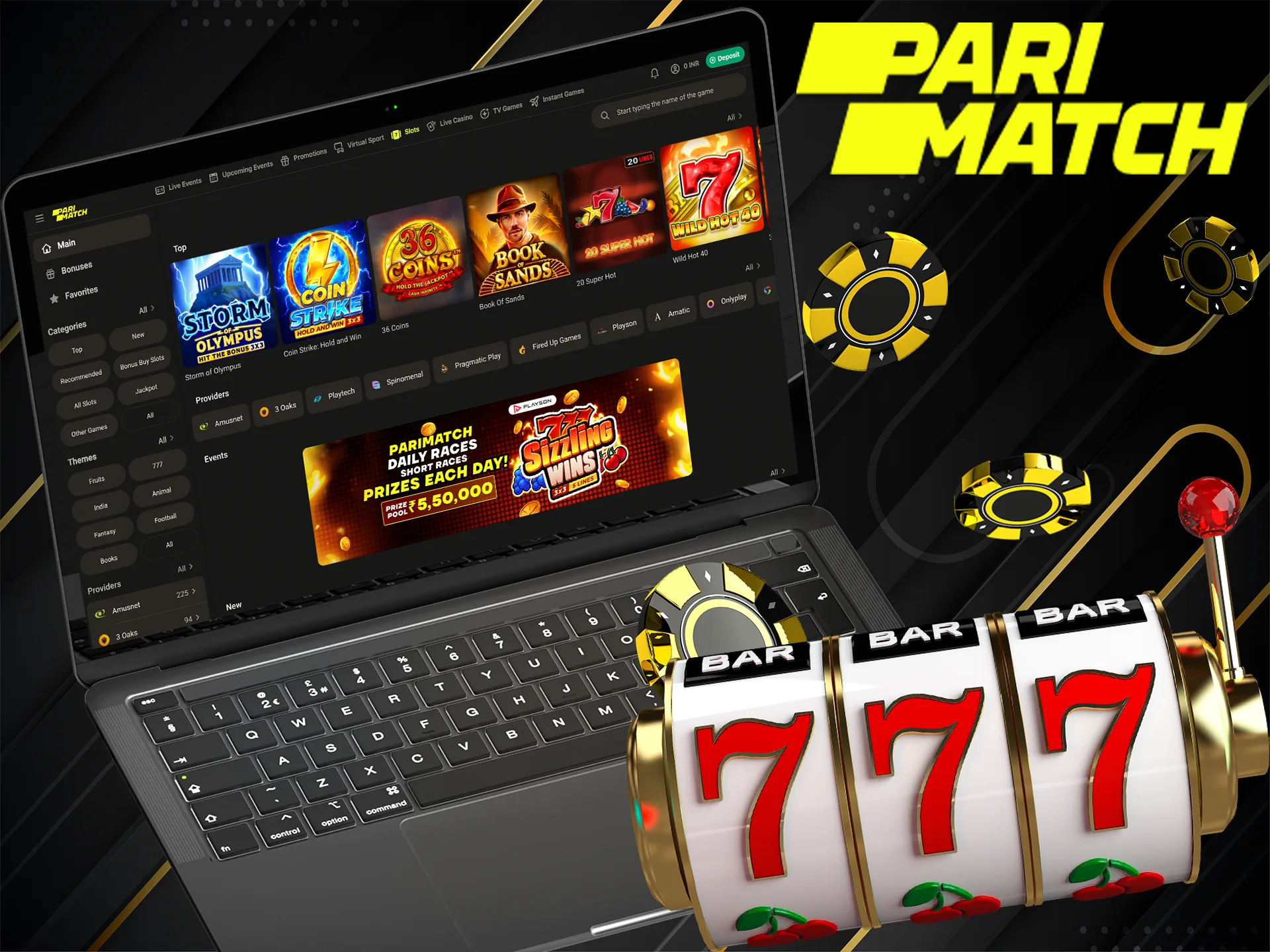 Pick your favorite slot from the PM Bet catalog.