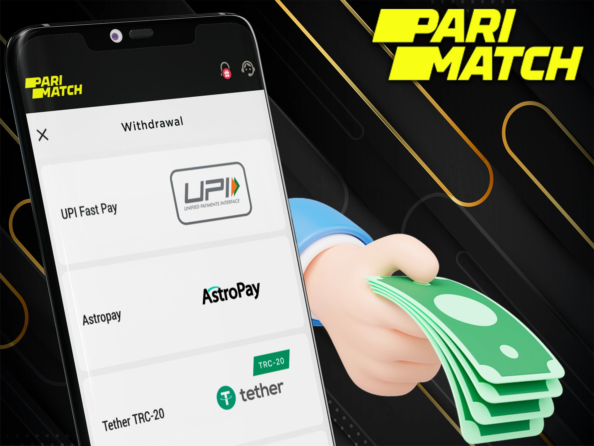 Withdraw your winnings using the PM Bet app.